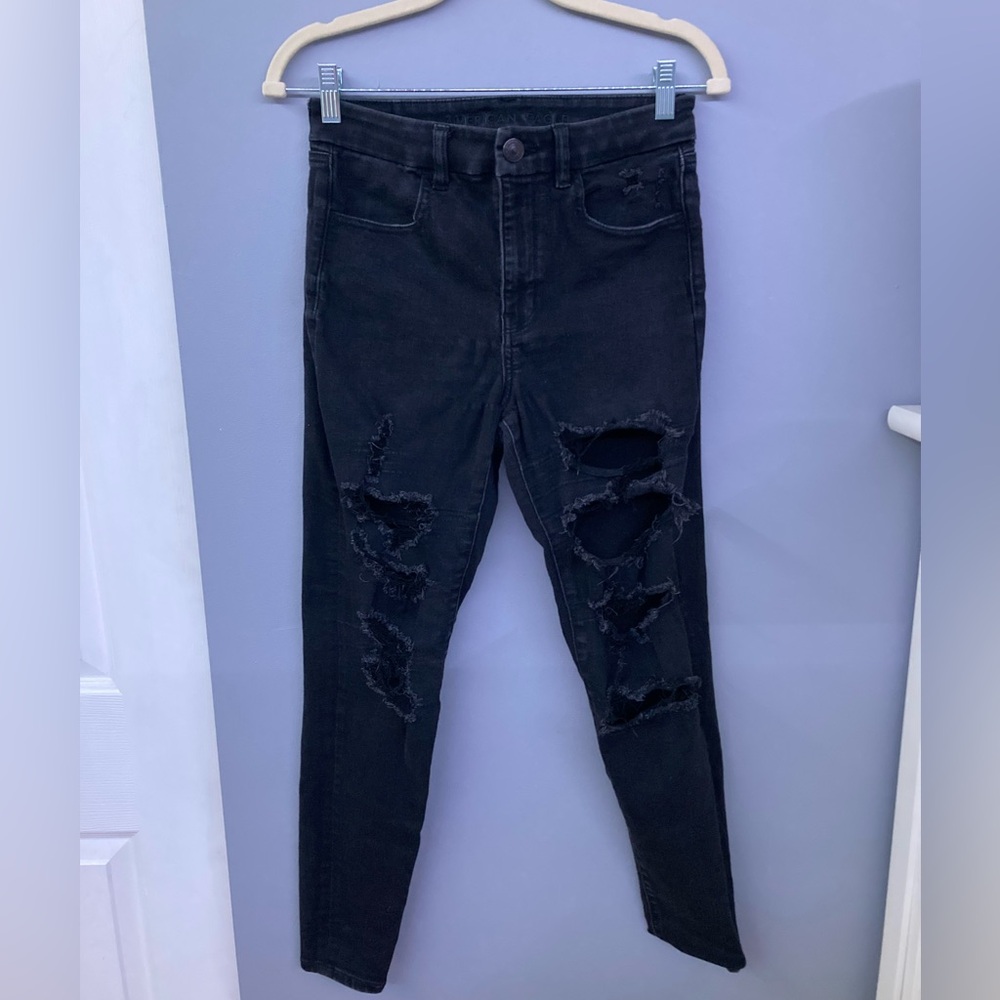 American Eagle Curvy High Rise Next Level Stretch Jeans Distressed Jeggings